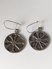 Silver Steed Flower in a Circle Dropped Earrings