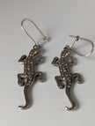 Silver Steed Detailed Lizard Silver Dropped Earrings