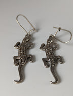 Silver Steed Detailed Lizard Silver Dropped Earrings