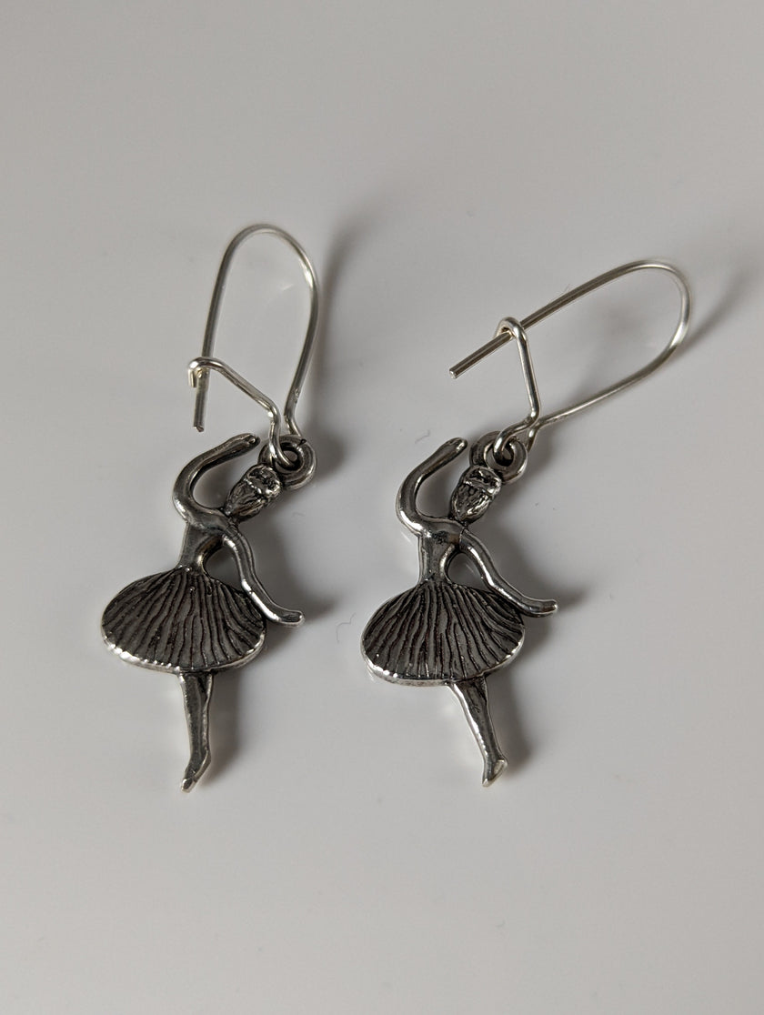 Silver Steed Ballet Dancer Dropped Earrings