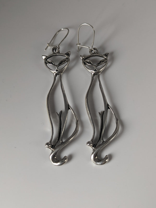 Silver Steed Feline Silver Dropped Earrings