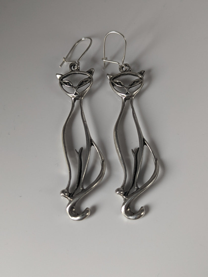 Silver Steed Feline Silver Dropped Earrings