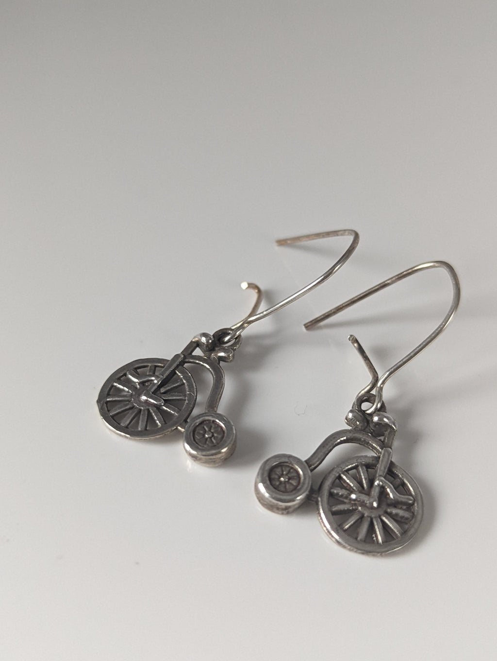 Silver Steed Penny Farthing Bike Dropped Earrings