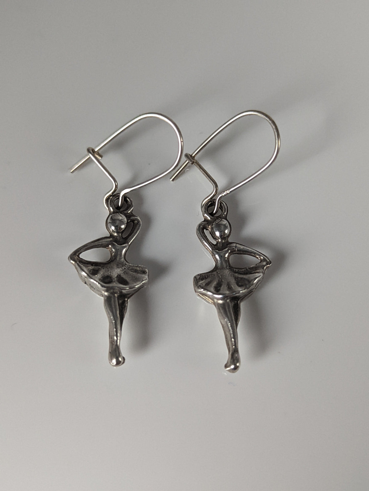 Silver Steed Ballet Dancer Forth Position Dropped Earrings