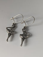 Silver Steed Ballet Dancer Forth Position Dropped Earrings