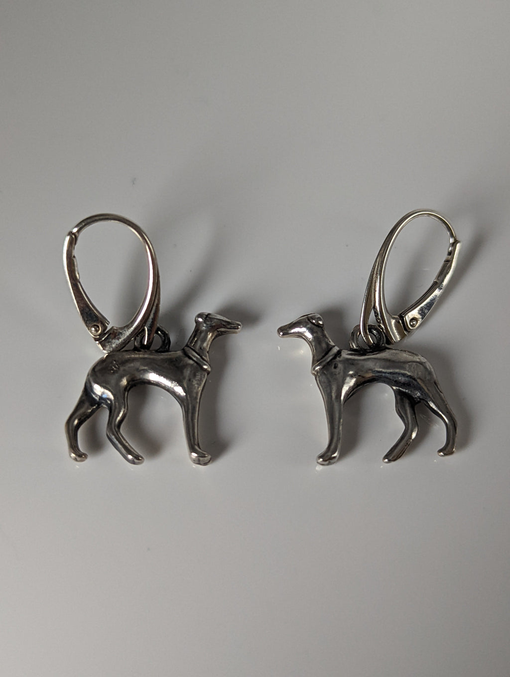 Silver Steed Dropped Greyhound Earrings