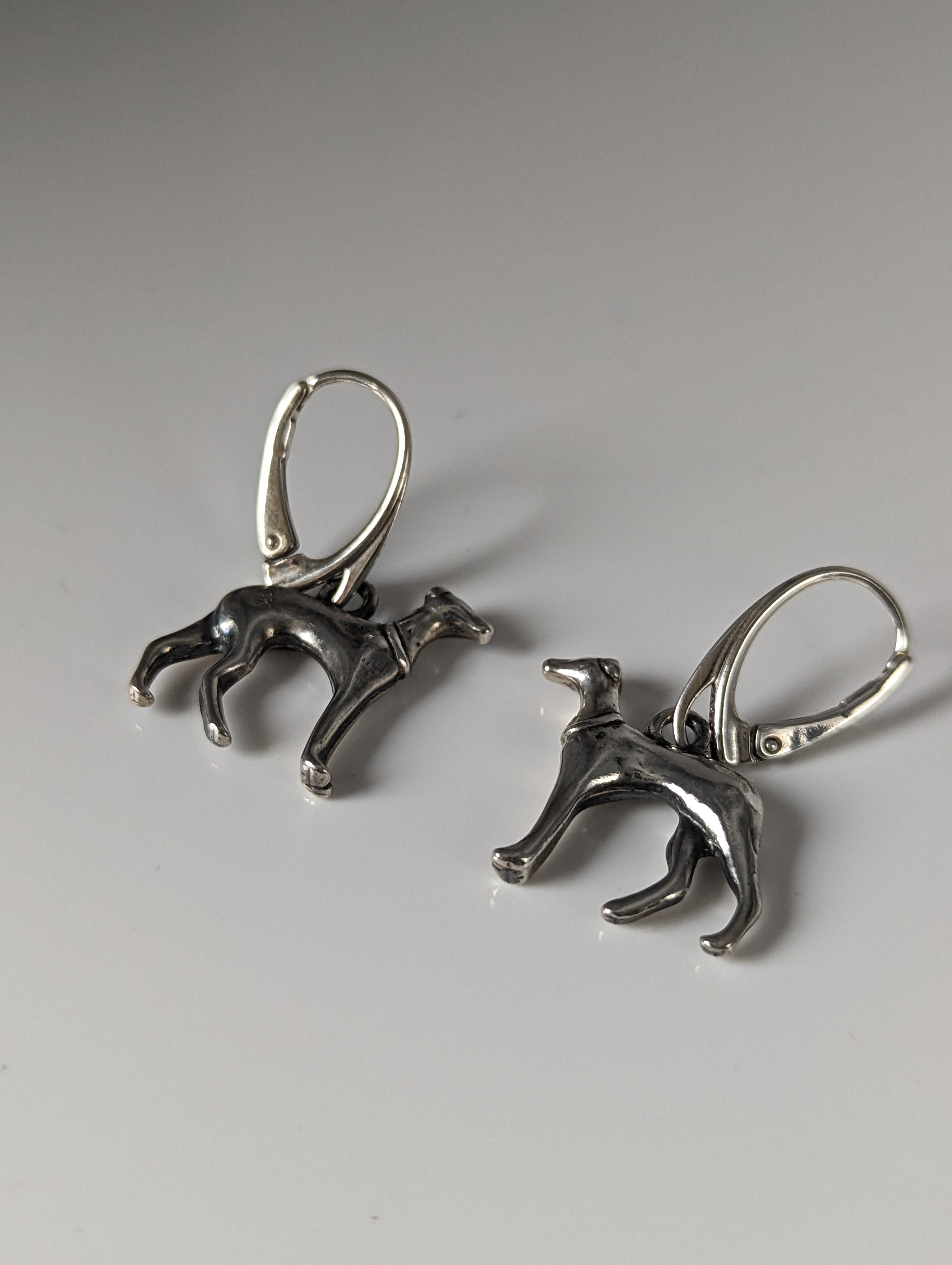 Silver Steed Dropped Greyhound Earrings