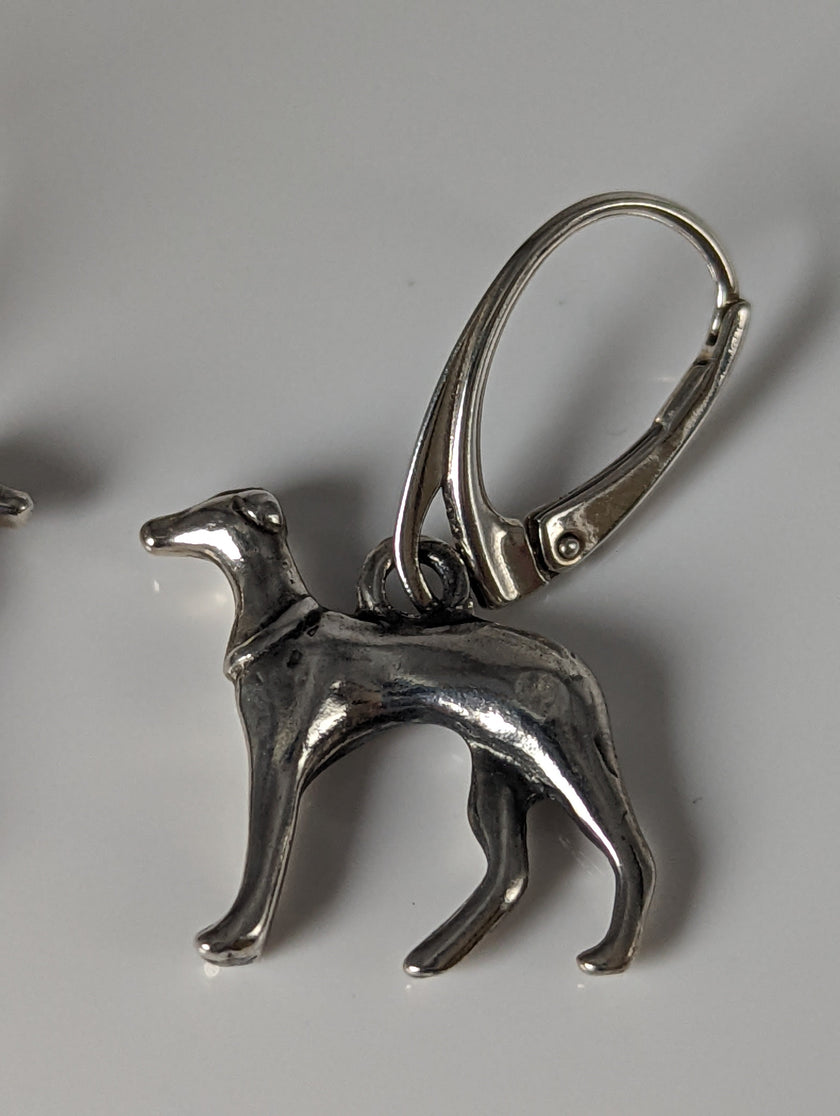 Silver Steed Dropped Greyhound Earrings