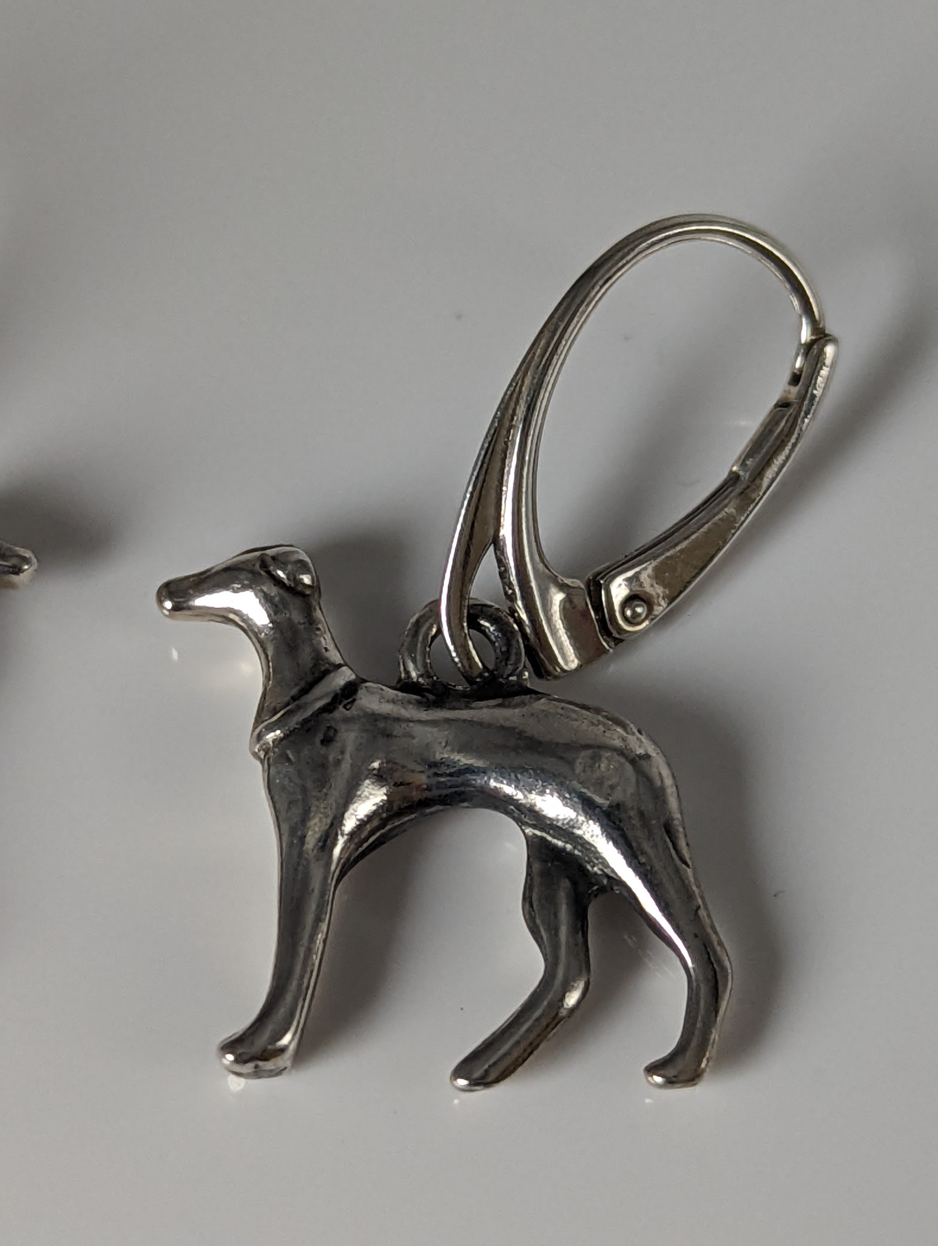 Silver Steed Dropped Greyhound Earrings