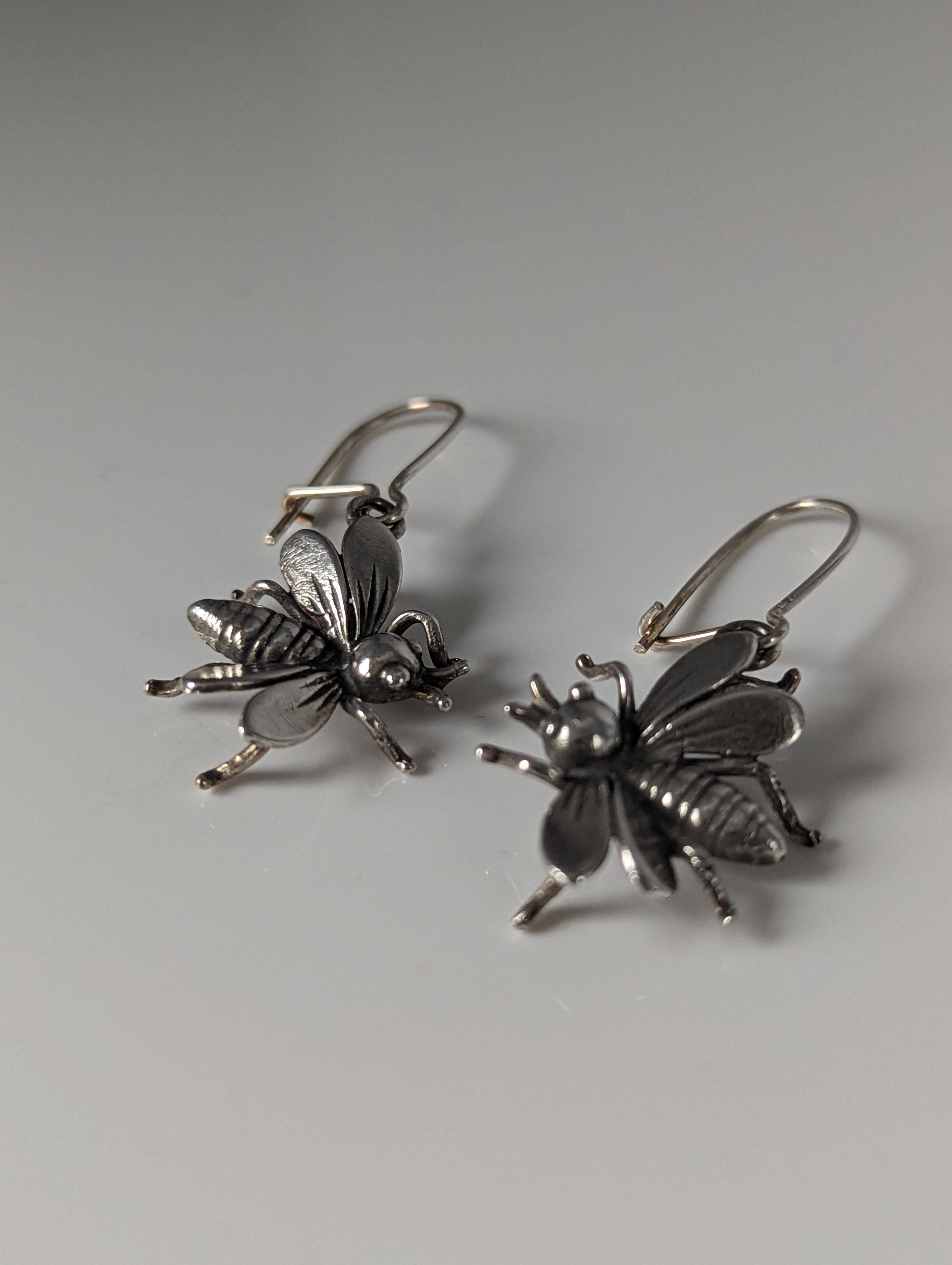 Silver Steed Bee Dropped Earrings