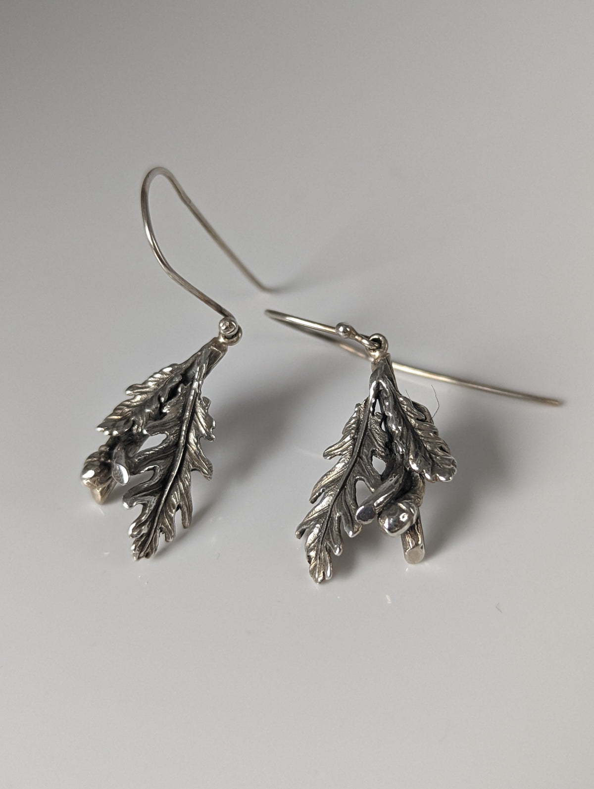 Silver Steed Acorn, Oak Leave Dropped Earrings