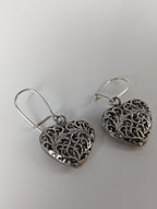 Silver Steed  Filigree Heart Dropped Earrings