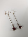 Silver Steed Red Crystal Dropped Earrings