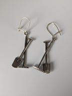 Silver Steed Gardening Tools Dropped Earrings