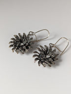 Silver Steed Chrysanthemum Dropped Earrings