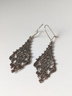 Silver Steed Filigree Crest Dropped Earrings