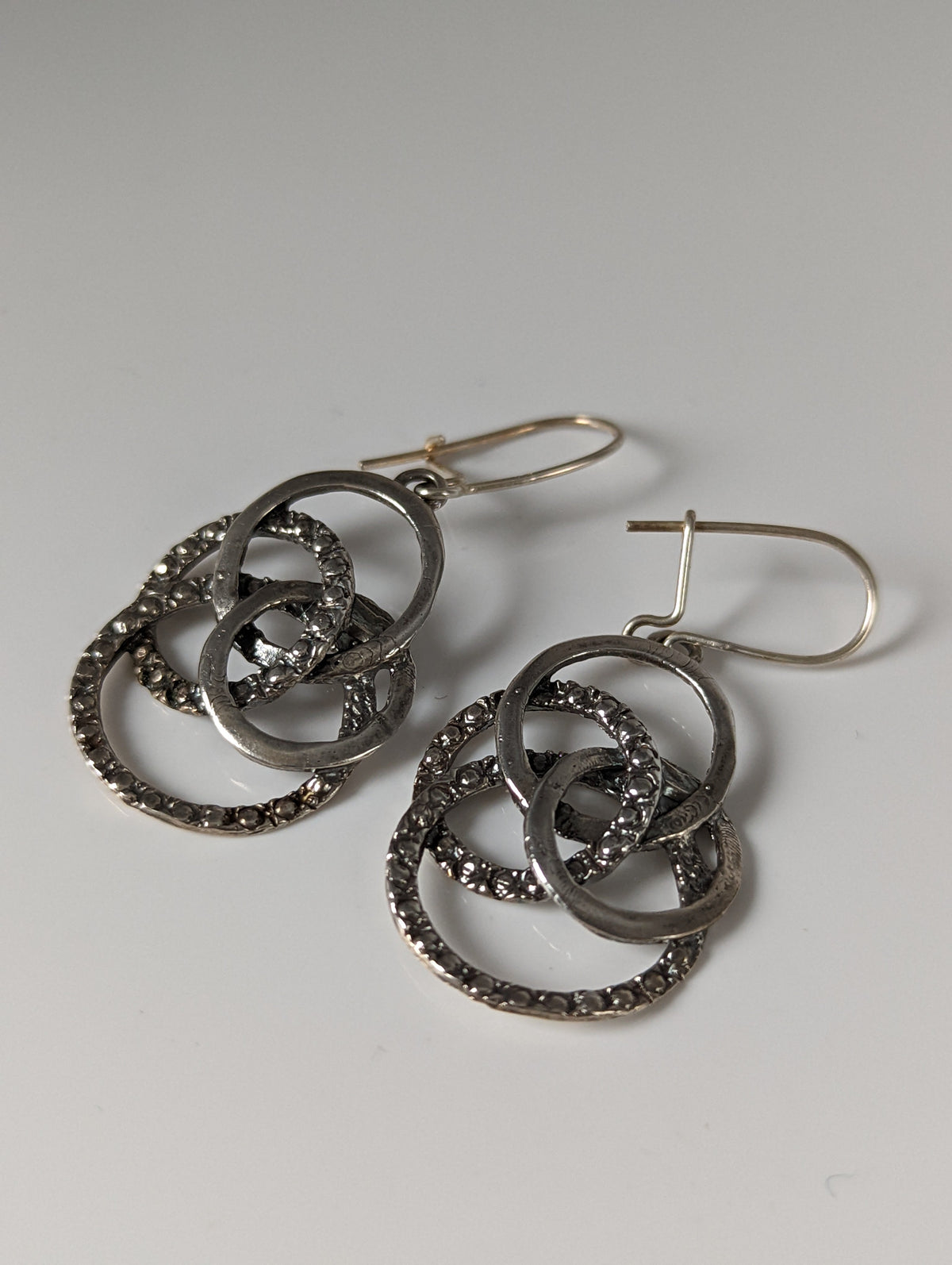Silver Steed Linked Rings Dropped Earrings