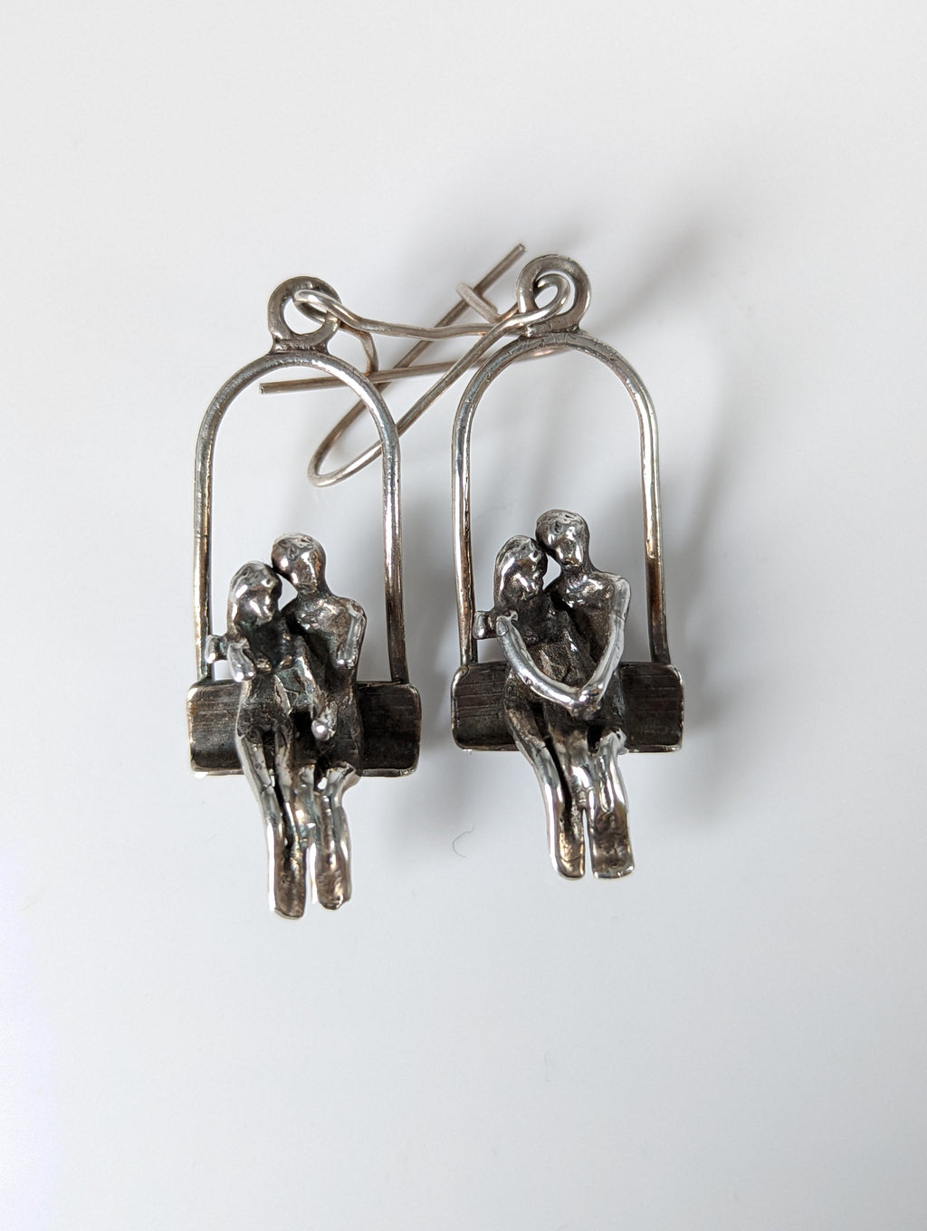 Silver Steed Swing Seat Loved Up Couple Dropped Earrings