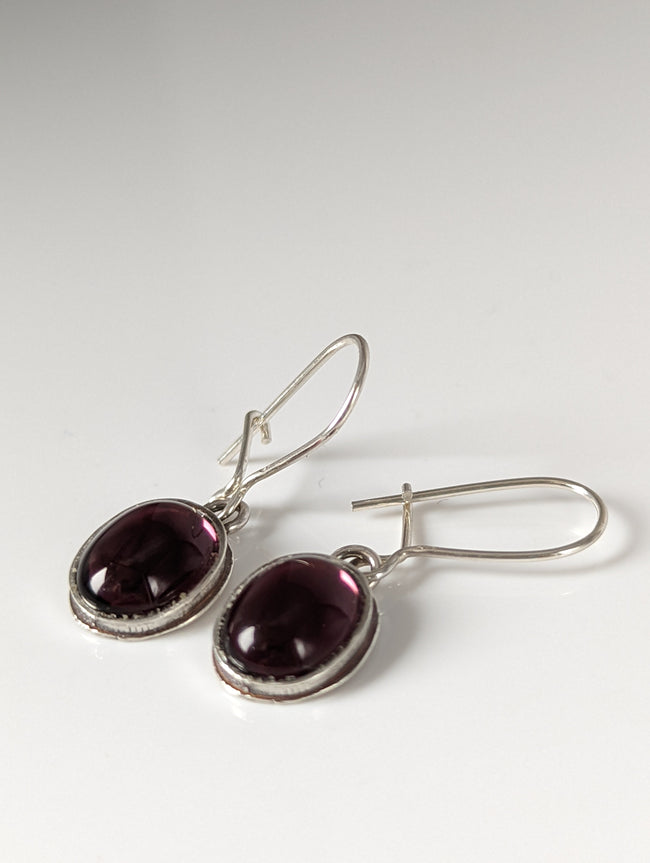 Silver Steed Purple Crystal Dropped Earrings