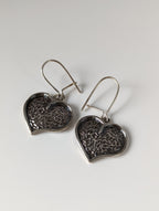Silver Steed Detailed Heart Dropped Earrings