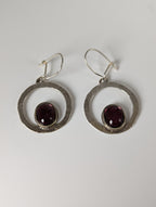 Silver Steed Purple Crystal Loop Dropped Earrings