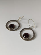 Silver Steed Purple Crystal Loop Dropped Earrings