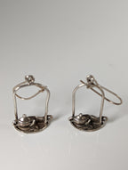 Silver Steed Swinging Tea Set Dropped Earrings