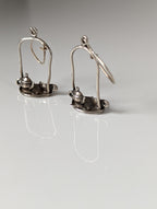 Silver Steed Swinging Tea Set Dropped Earrings