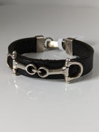 Silver Steed Leather Silver Snaffle Bracelet