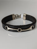 Silver Steed Leather Silver Snaffle Bracelet