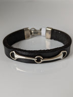 Silver Steed Leather Silver Snaffle Bracelet