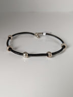 Silver Steed Silver Charms on Leather Cord Bracelet