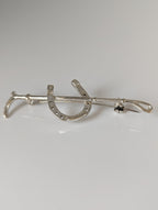 Silver Steed Shoe & Cane Silver Brooch / Stock Tie Pin