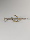 Silver Steed Shoe & Cane Gold Brooch / Stock Tie Pin