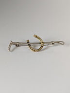 Silver Steed Shoe & Cane Gold Brooch / Stock Tie Pin