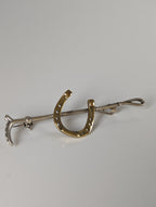 Silver Steed Shoe & Cane Gold Brooch / Stock Tie Pin
