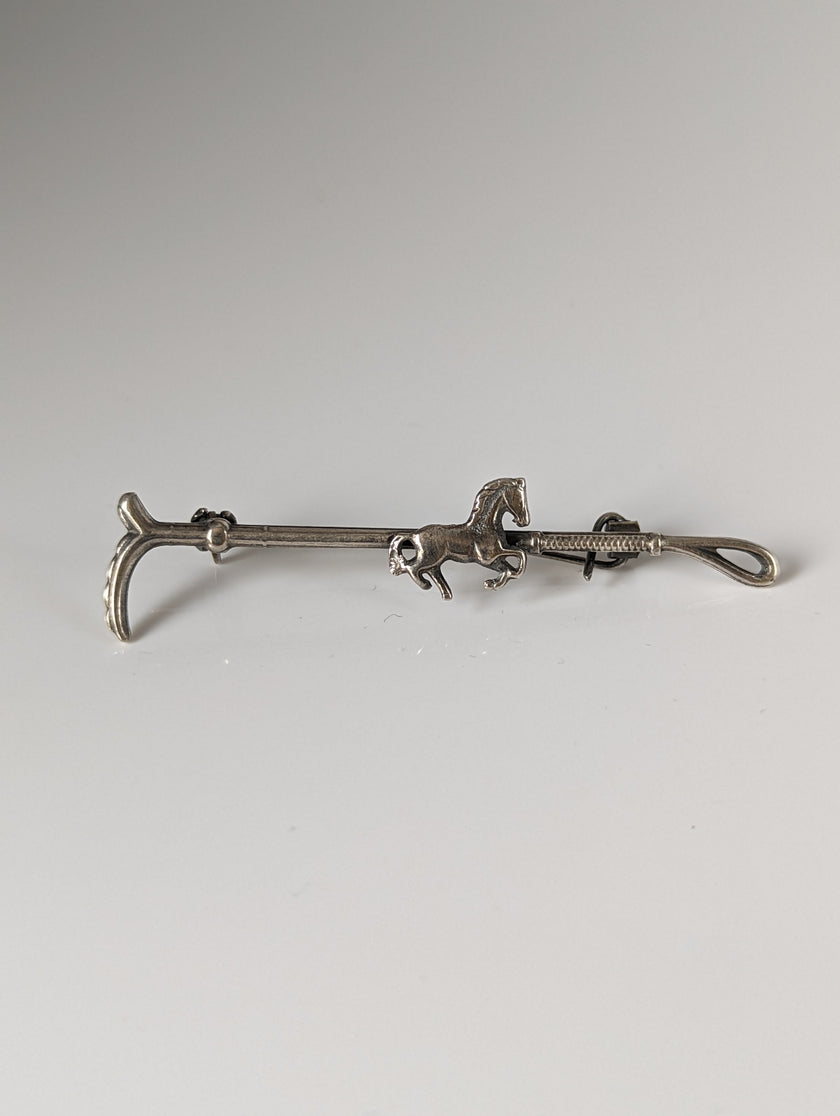 Silver Steed Running Horse Brooch / Stock Tie Pin