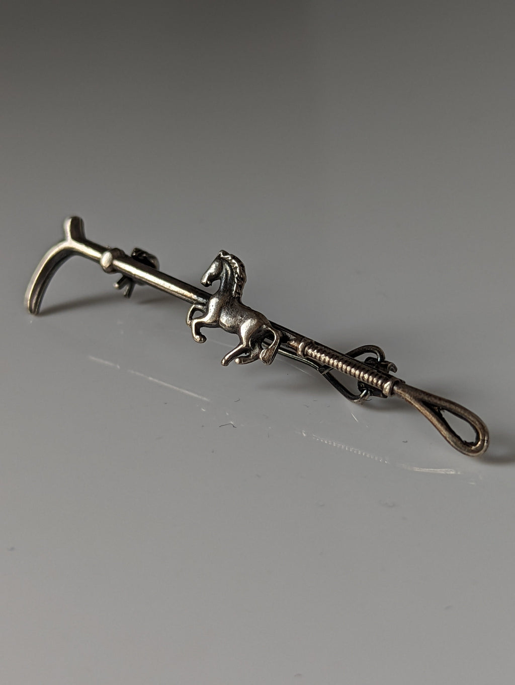 Silver Steed Running Horse Brooch / Stock Tie Pin
