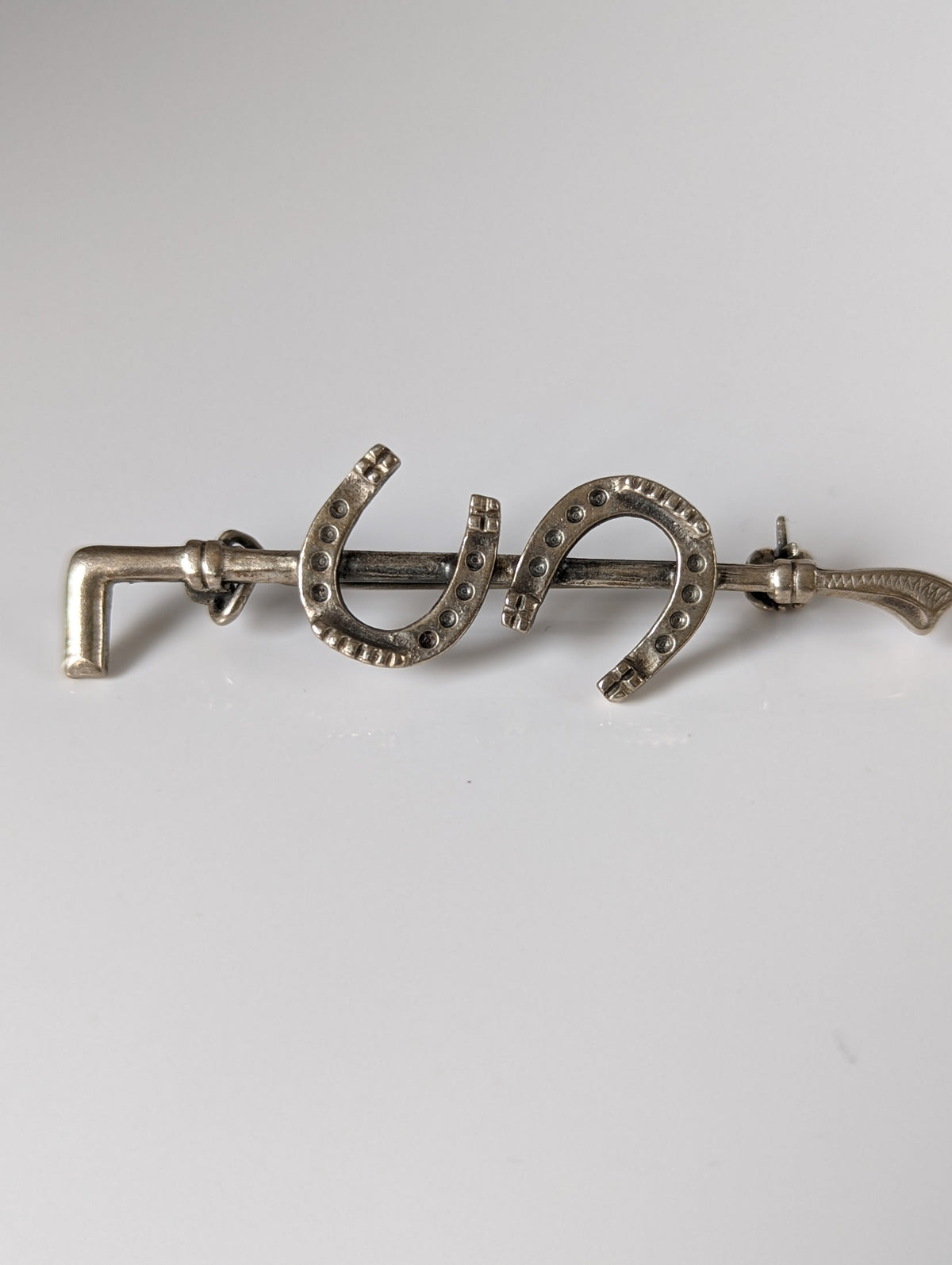 Silver Steed Double Shoe Silver Brooch / Stock Tie Pin