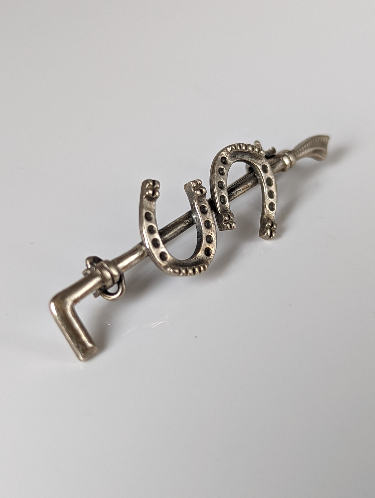 Zilveren Ros Dubbele Schoen Zilveren Broche / Plastronspeld