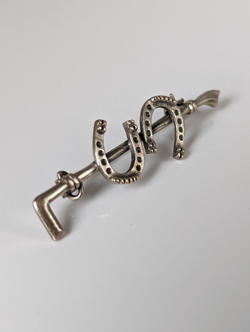 Zilveren Ros Dubbele Schoen Zilveren Broche / Plastronspeld