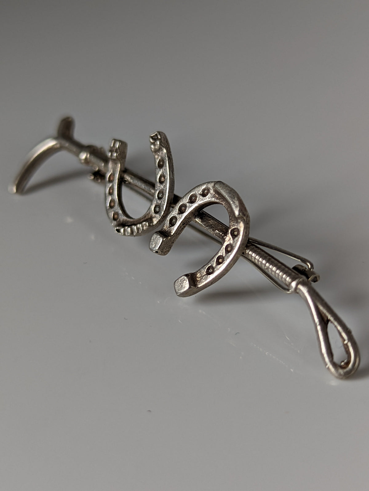 Zilveren Ros Dubbele Schoen Zilveren Broche / Plastronspeld