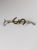 Silver Steed Double Shoe and Cane Brooch / Stock Tie Pin