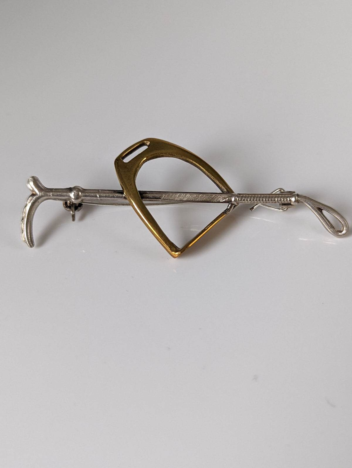 Silver Steed Stirrup & Cane Brooch / Stock Tie Pin