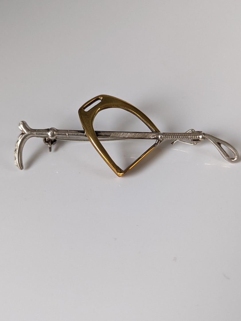 Silver Steed Stirrup & Cane Brooch / Stock Tie Pin