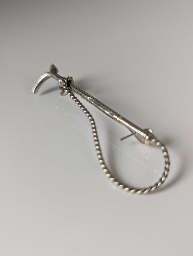 Broche Canne Cheval Argenté / Épingle de Cravate de Chasse