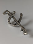 Silver Steed Shoe & Cane Silver Brooch / Stock Tie Pin