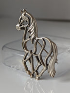 Silver Steed Elegant Piaffe Horse Silver Brooch / Stock Tie Pin