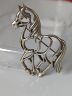Silver Steed Elegant Piaffe Horse Silver Brooch / Stock Tie Pin