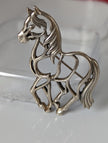 Silver Steed Elegant Piaffe Horse Silver Brooch / Stock Tie Pin